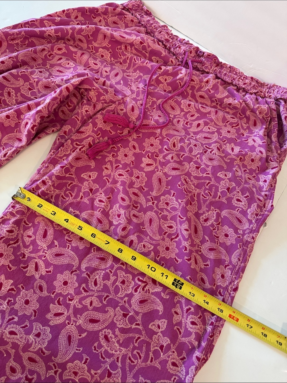 Knox Rose Pink Floral Paisley Wide-Leg Boho Pants, Cotton Blend- size XXL - Picture 6 of 9